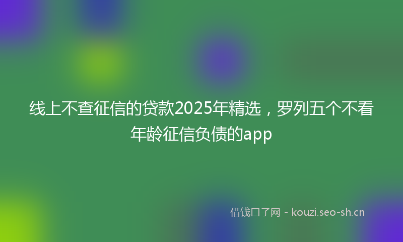 线上不查征信的贷款2025年精选，罗列五个不看年龄征信负债的app