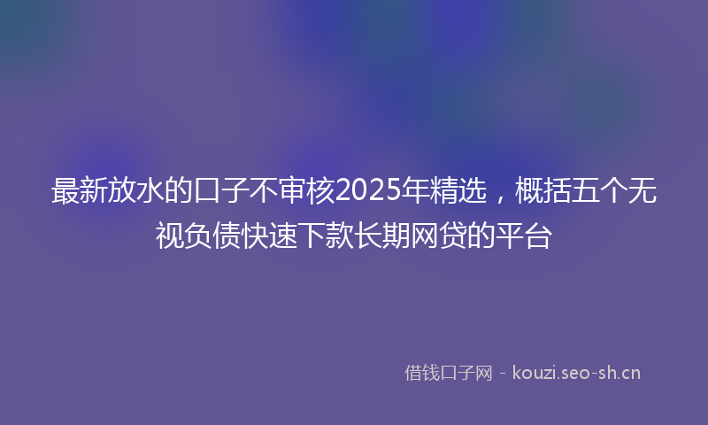 最新放水的口子不审核2025年精选，概括五个无视负债快速下款长期网贷的平台