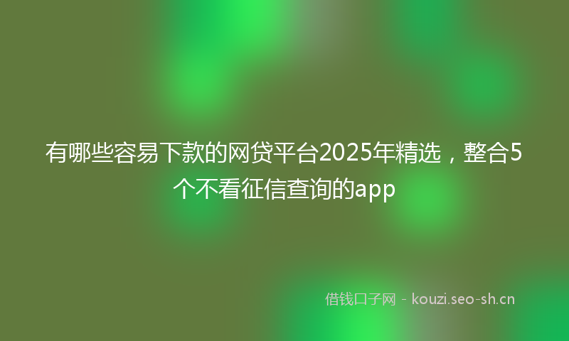 有哪些容易下款的网贷平台2025年精选，整合5个不看征信查询的app