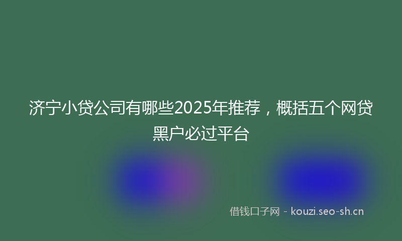 济宁小贷公司有哪些2025年推荐，概括五个网贷黑户必过平台
