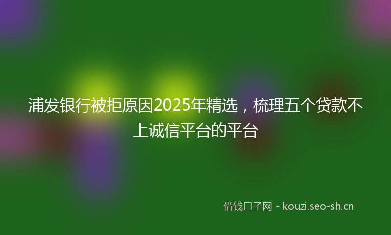 浦发银行被拒原因2025年精选，梳理五个贷款不上诚信平台的平台