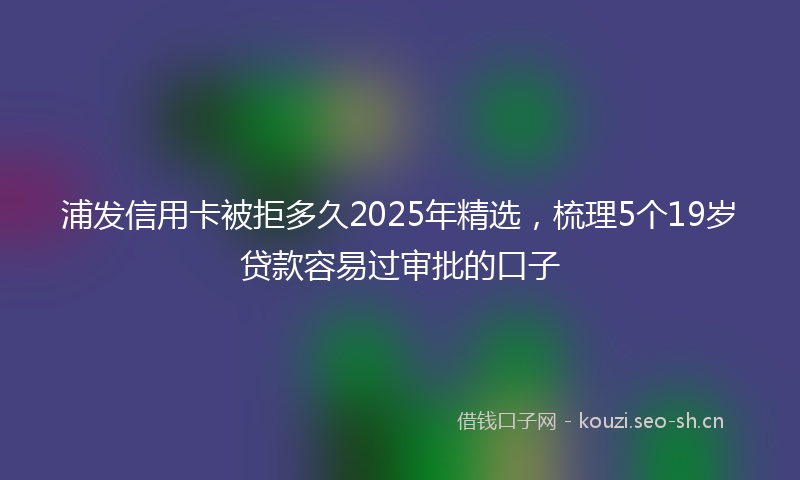 浦发信用卡被拒多久2025年精选，梳理5个19岁贷款容易过审批的口子