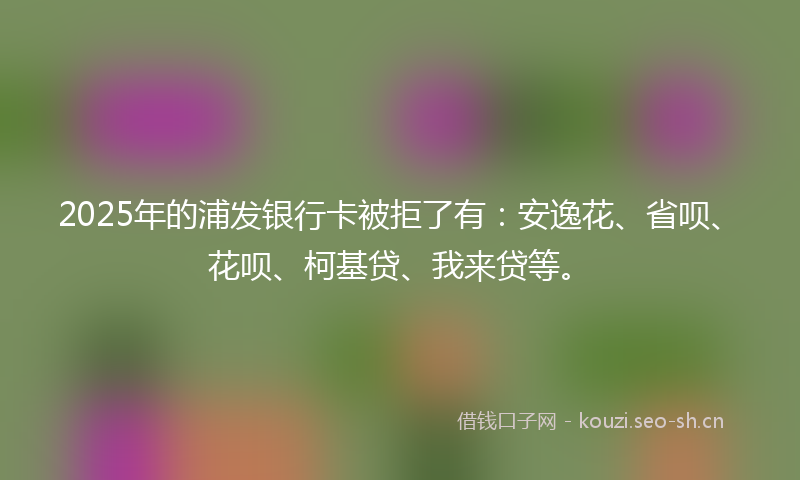 2025年的浦发银行卡被拒了有：安逸花、省呗、花呗、柯基贷、我来贷等。