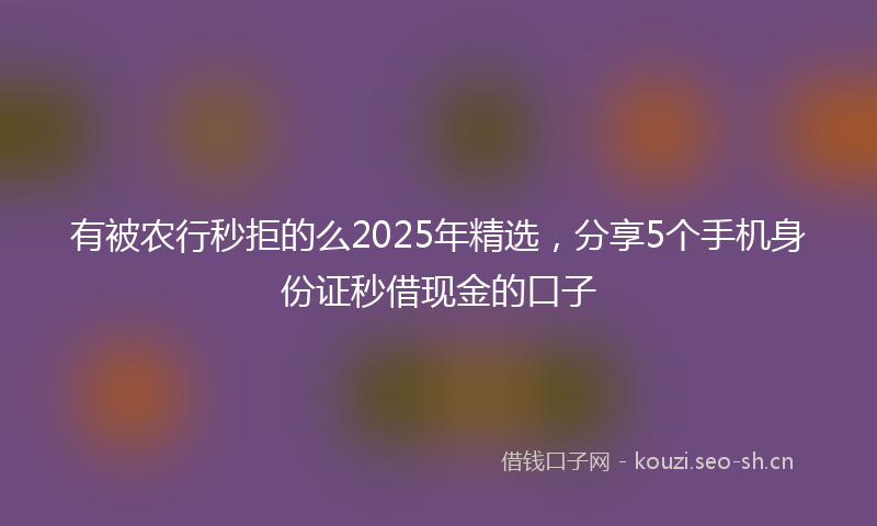有被农行秒拒的么2025年精选，分享5个手机身份证秒借现金的口子