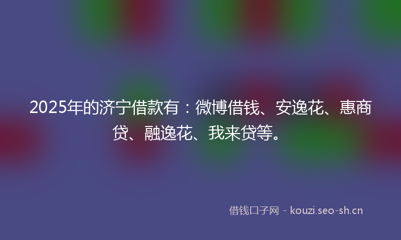 2025年的济宁借款有:微博借钱、安逸花、惠商贷、融逸花、我来贷等。