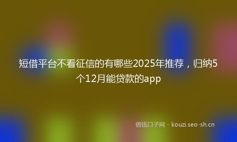短借平台不看征信的有哪些2025年推荐，归纳5个12月能贷款的app