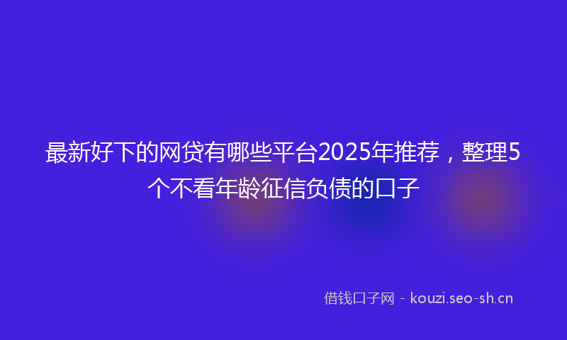 最新好下的网贷有哪些平台2025年推荐，整理5个不看年龄征信负债的口子