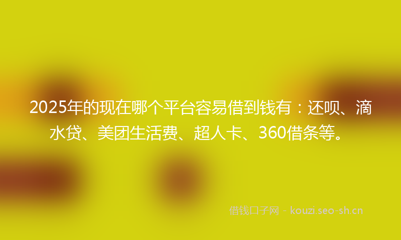 2025年的现在哪个平台容易借到钱有：还呗、滴水贷、美团生活费、超人卡、360借条等。