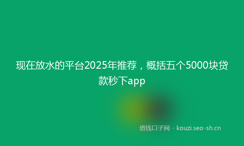 现在放水的平台2025年推荐，概括五个5000块贷款秒下app