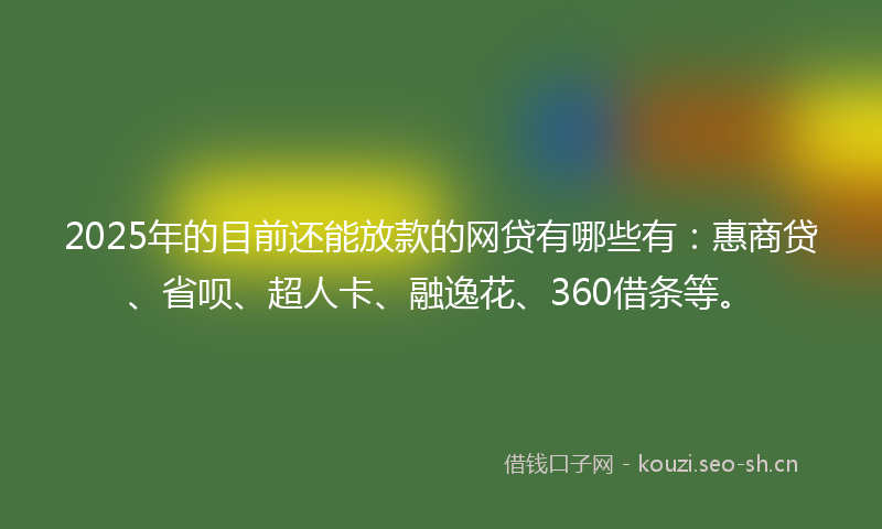 2025年的目前还能放款的网贷有哪些有：惠商贷、省呗、超人卡、融逸花、360借条等。