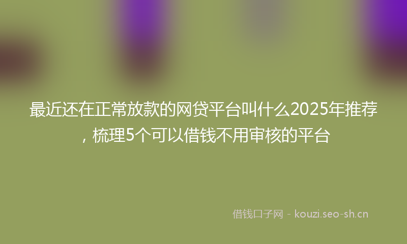 最近还在正常放款的网贷平台叫什么2025年推荐，梳理5个可以借钱不用审核的平台