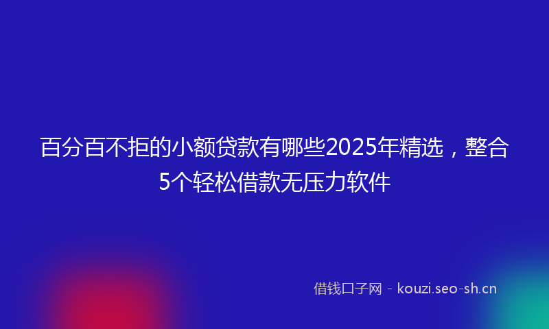 百分百不拒的小额贷款有哪些2025年精选，整合5个轻松借款无压力软件