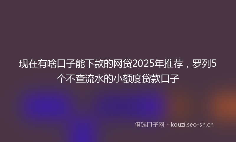 现在有啥口子能下款的网贷2025年推荐，罗列5个不查流水的小额度贷款口子