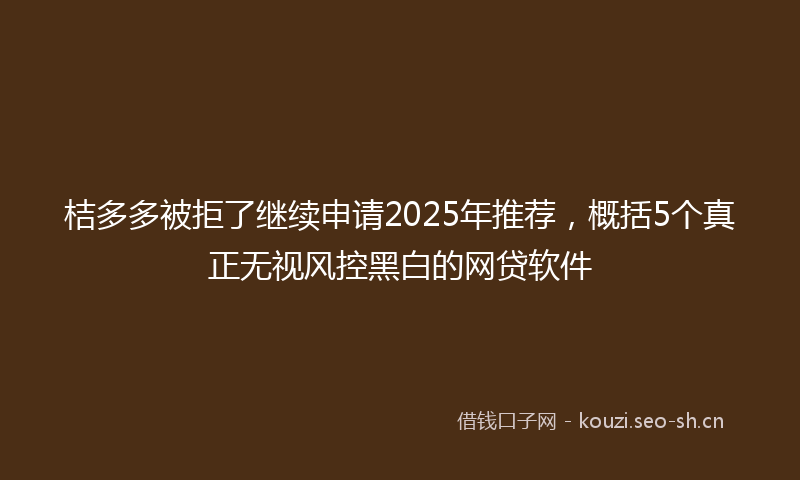 桔多多被拒了继续申请2025年推荐，概括5个真正无视风控黑白的网贷软件