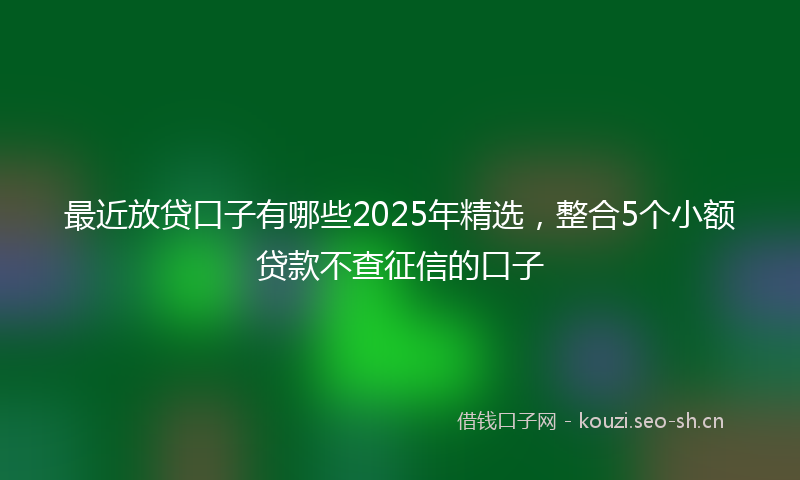 最近放贷口子有哪些2025年精选，整合5个小额贷款不查征信的口子