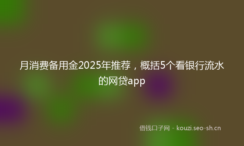 月消费备用金2025年推荐，概括5个看银行流水的网贷app
