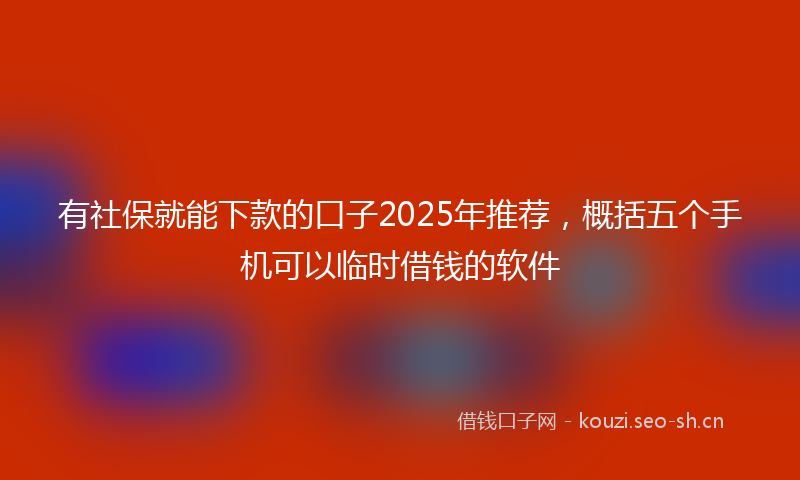 有社保就能下款的口子2025年推荐，概括五个手机可以临时借钱的软件