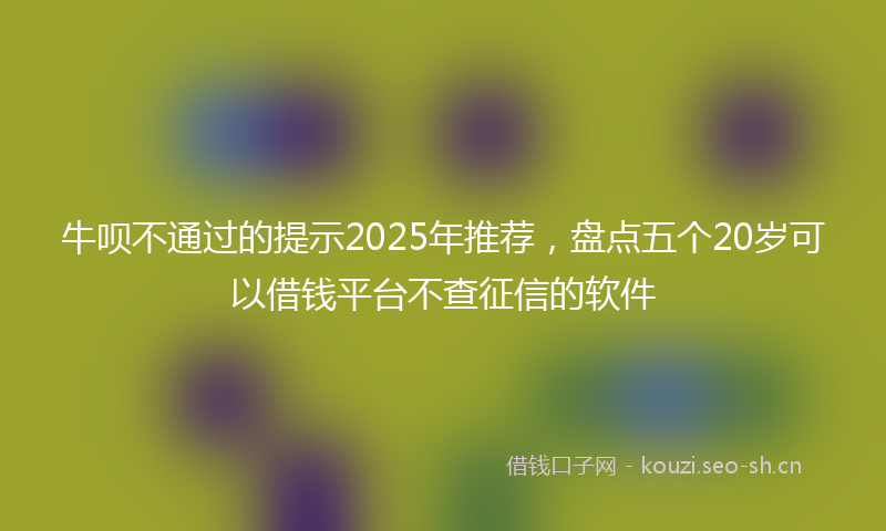 牛呗不通过的提示2025年推荐，盘点五个20岁可以借钱平台不查征信的软件