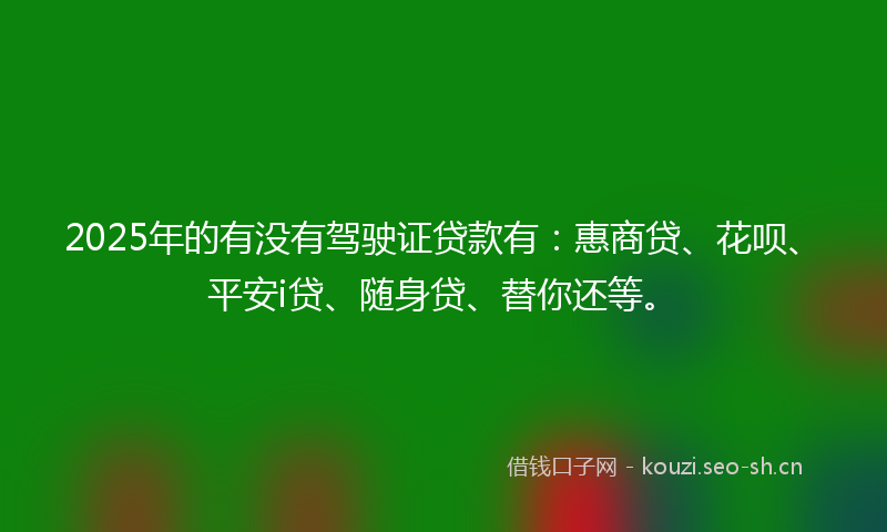 2025年的有没有驾驶证贷款有：惠商贷、花呗、平安i贷、随身贷、替你还等。
