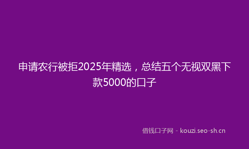 申请农行被拒2025年精选，总结五个无视双黑下款5000的口子