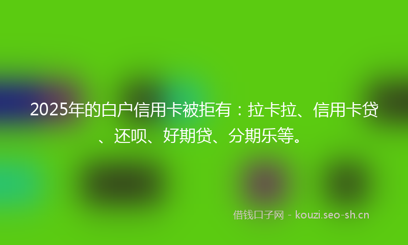 2025年的白户信用卡被拒有:拉卡拉、信用卡贷、还呗、好期贷、分期乐等。