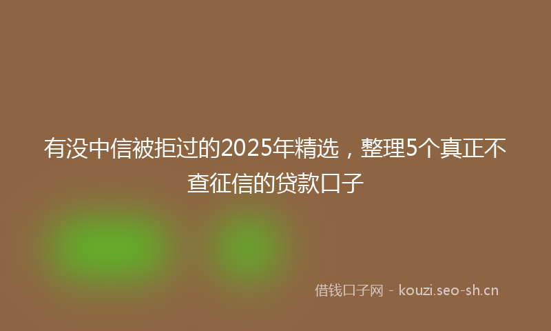 有没中信被拒过的2025年精选,整理5个真正不查征信的贷款口子