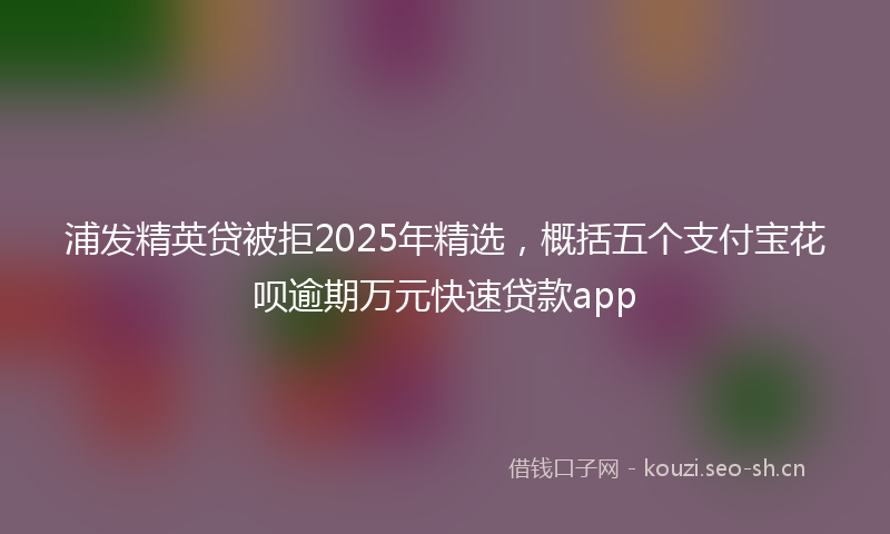 浦发精英贷被拒2025年精选，概括五个支付宝花呗逾期万元快速贷款app