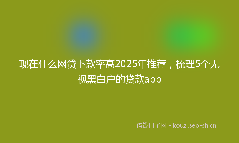 现在什么网贷下款率高2025年推荐，梳理5个无视黑白户的贷款app