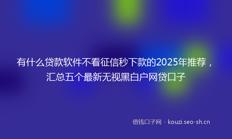有什么贷款软件不看征信秒下款的2025年推荐，汇总五个最新无视黑白户网贷口子