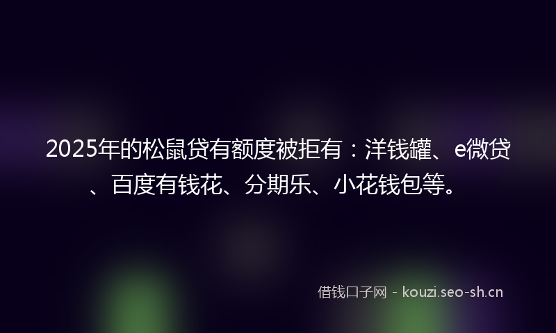 2025年的松鼠贷有额度被拒有：洋钱罐、e微贷、百度有钱花、分期乐、小花钱包等。