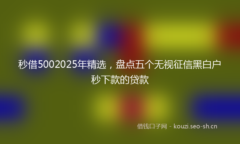 秒借5002025年精选，盘点五个无视征信黑白户秒下款的贷款