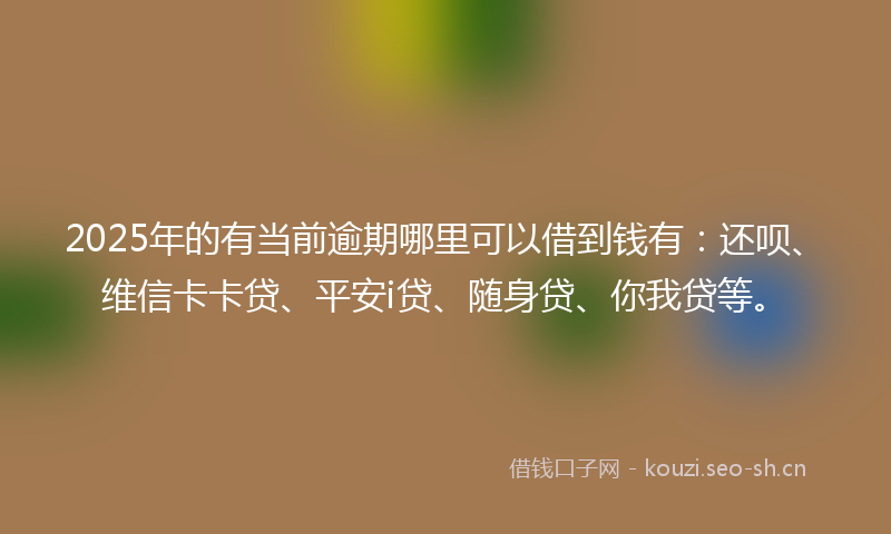 2025年的有当前逾期哪里可以借到钱有：还呗、维信卡卡贷、平安i贷、随身贷、你我贷等。