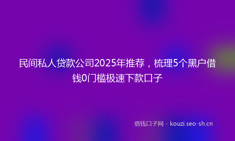 民间私人贷款公司2025年推荐,梳理5个黑户借钱0门槛极速下款口子