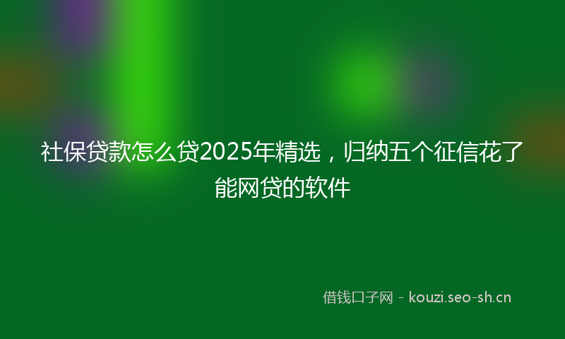 社保贷款怎么贷2025年精选，归纳五个征信花了能网贷的软件