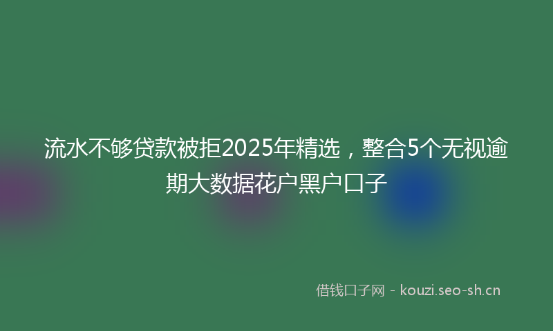 流水不够贷款被拒2025年精选，整合5个无视逾期大数据花户黑户口子