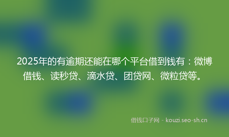 2025年的有逾期还能在哪个平台借到钱有：微博借钱、读秒贷、滴水贷、团贷网、微粒贷等。