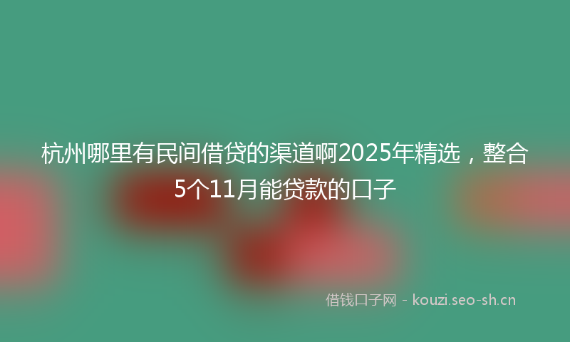 杭州哪里有民间借贷的渠道啊2025年精选，整合5个11月能贷款的口子