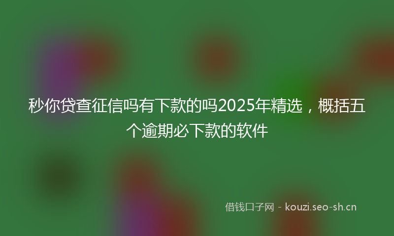 秒你贷查征信吗有下款的吗2025年精选，概括五个逾期必下款的软件