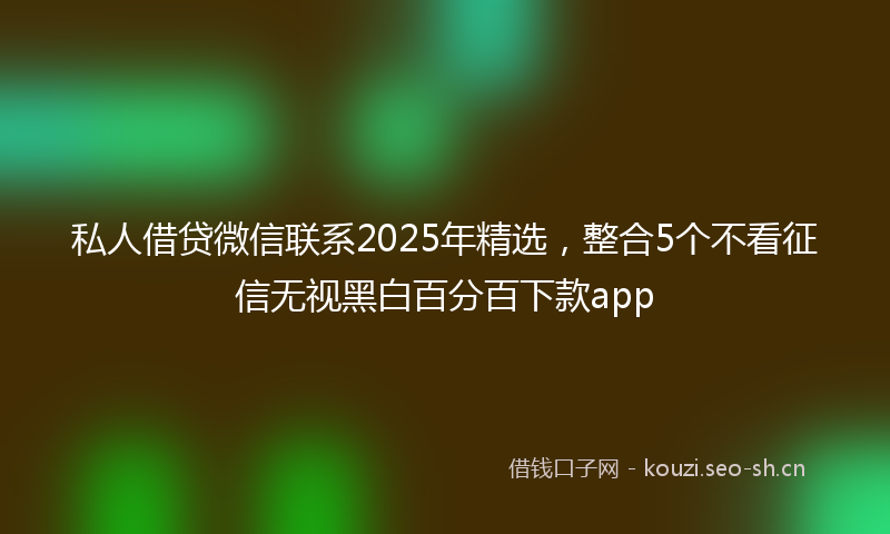 私人借贷微信联系2025年精选,整合5个不看征信无视黑白百分百下款app