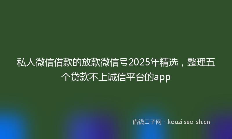 私人微信借款的放款微信号2025年精选，整理五个贷款不上诚信平台的app