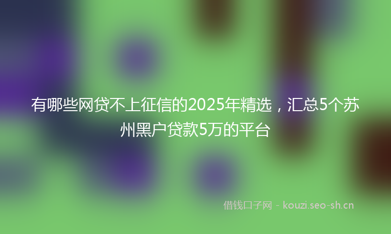 有哪些网贷不上征信的2025年精选，汇总5个苏州黑户贷款5万的平台