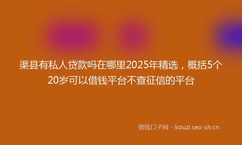 渠县有私人贷款吗在哪里2025年精选，概括5个20岁可以借钱平台不查征信的平台