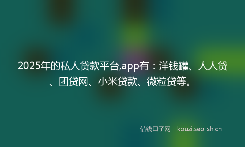 2025年的私人贷款平台,app有:洋钱罐、人人贷、团贷网、小米贷款、微粒贷等。