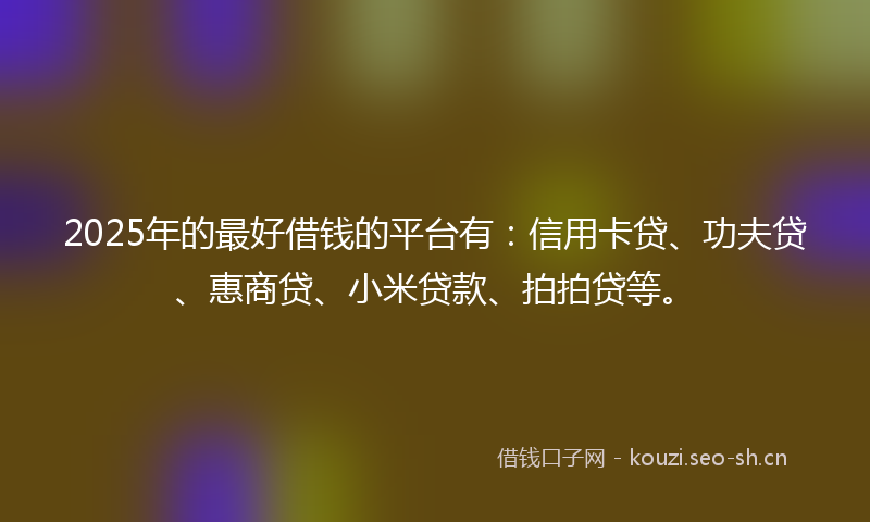 2025年的最好借钱的平台有：信用卡贷、功夫贷、惠商贷、小米贷款、拍拍贷等。