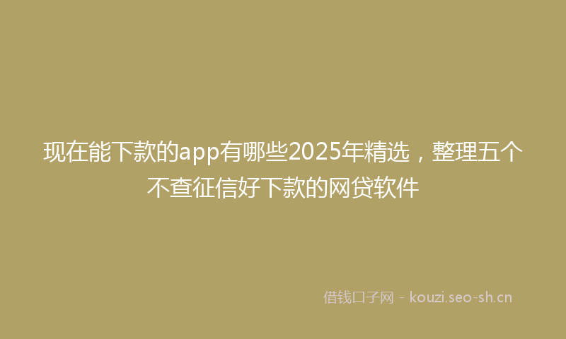 现在能下款的app有哪些2025年精选，整理五个不查征信好下款的网贷软件