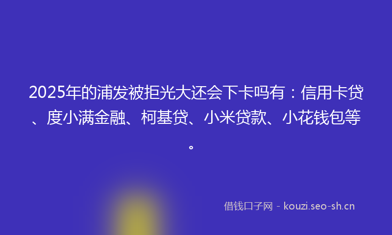 2025年的浦发被拒光大还会下卡吗有:信用卡贷、度小满金融、柯基贷、小米贷款、小花钱包等。