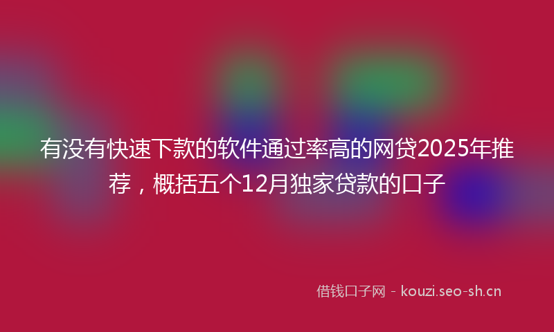 有没有快速下款的软件通过率高的网贷2025年推荐，概括五个12月独家贷款的口子
