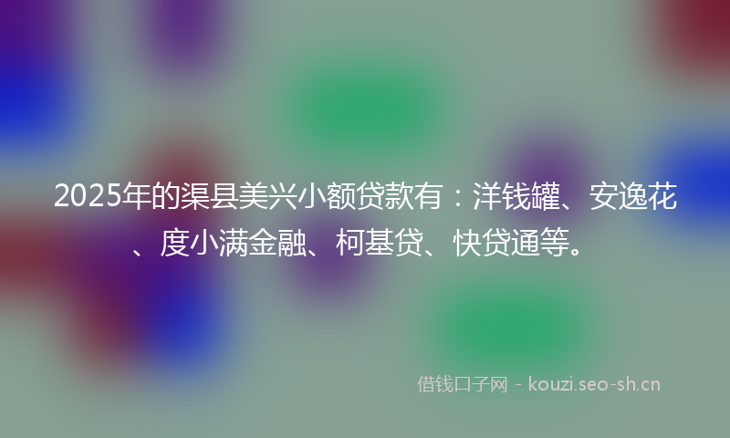 2025年的渠县美兴小额贷款有：洋钱罐、安逸花、度小满金融、柯基贷、快贷通等。