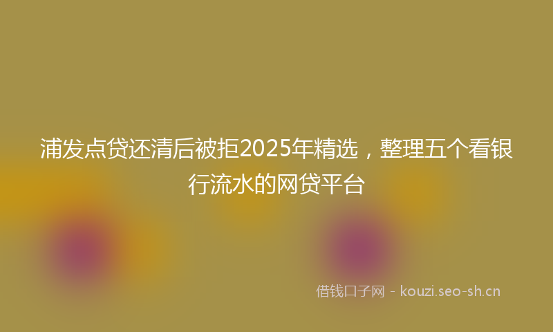 浦发点贷还清后被拒2025年精选,整理五个看银行流水的网贷平台