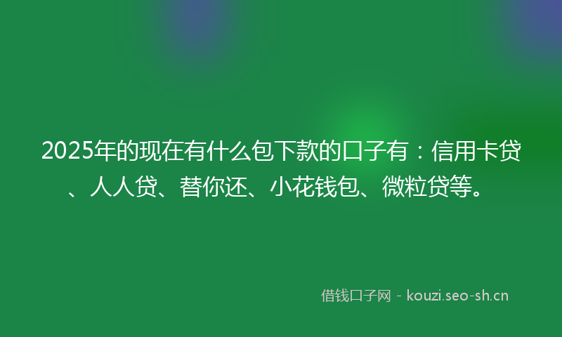 2025年的现在有什么包下款的口子有：信用卡贷、人人贷、替你还、小花钱包、微粒贷等。